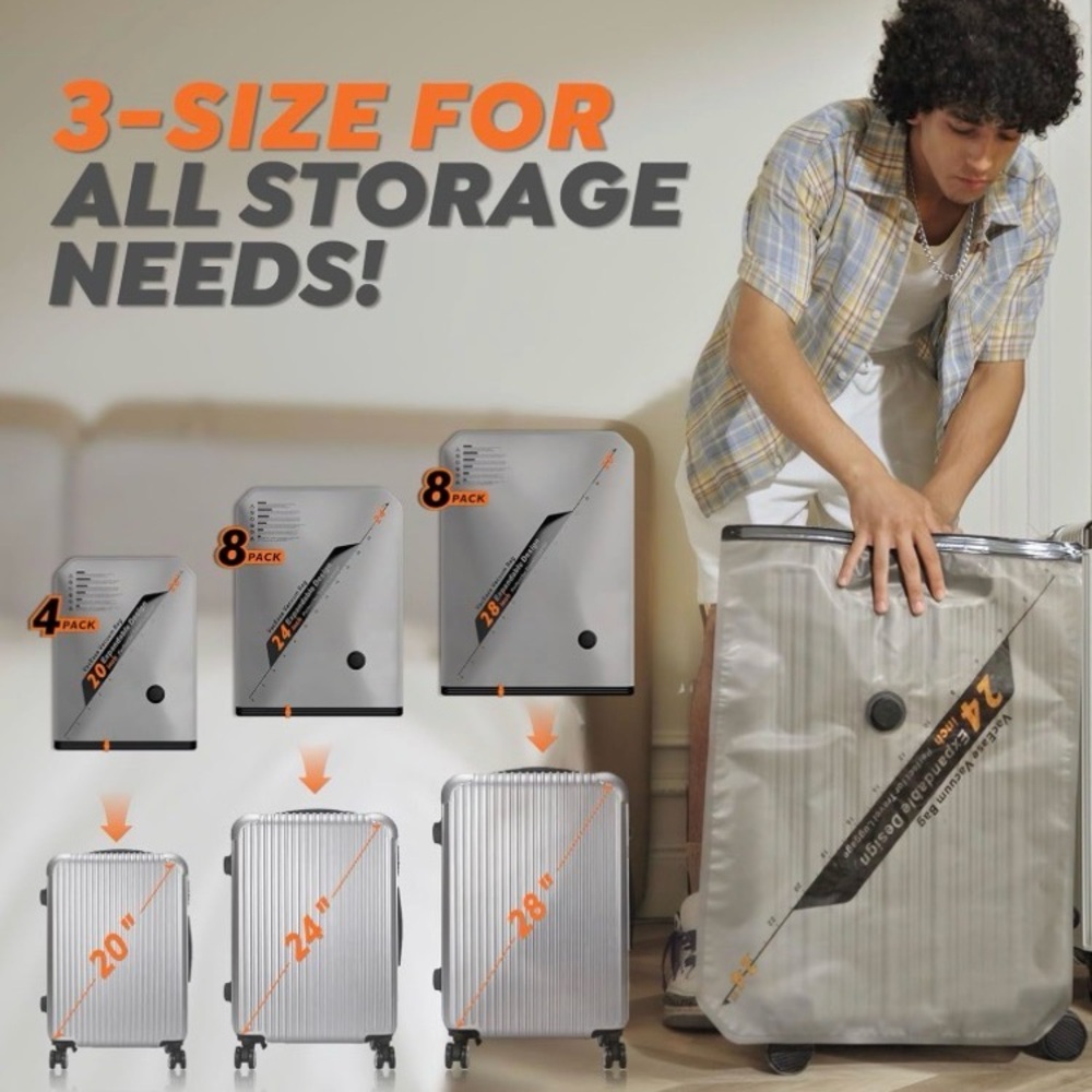 20 Pack Portable Space Saver Bags Vacuum Compression Packing Seal, Wireless Pump
